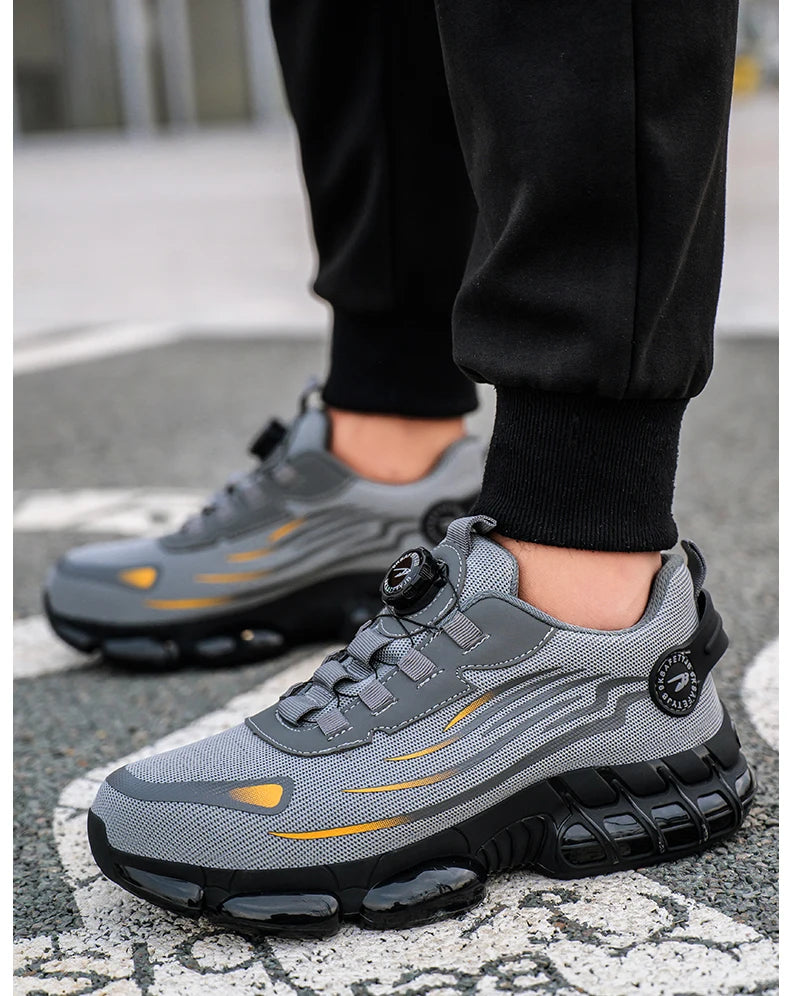 Rotating Button New Safety Shoes for Men – Anti-smash, Anti-puncture Work Shoes, Fashion Men’s Sport Shoes, Security Protective Boots
