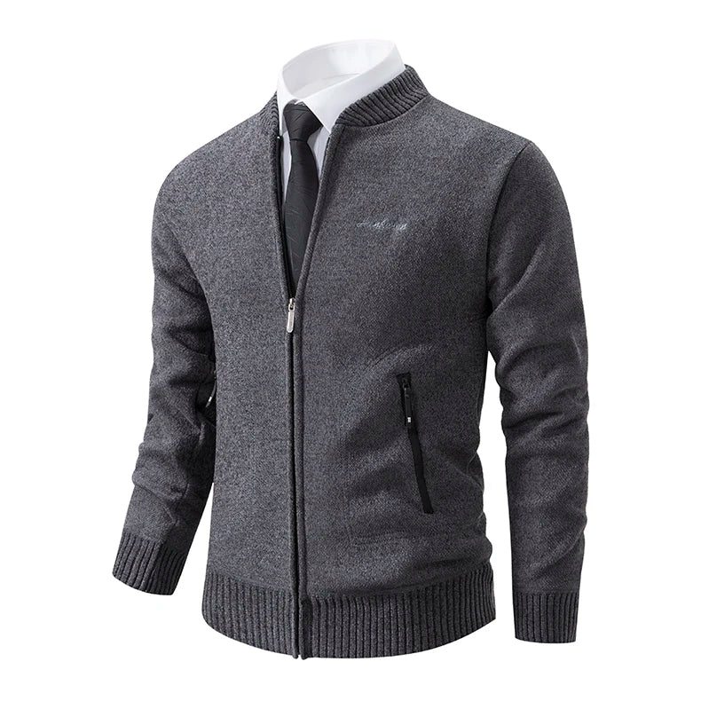 Knitwear Men's Stand-up Collar Thick Warm Cardigan Sweater – Loose Fit, Casual Winter Coat
