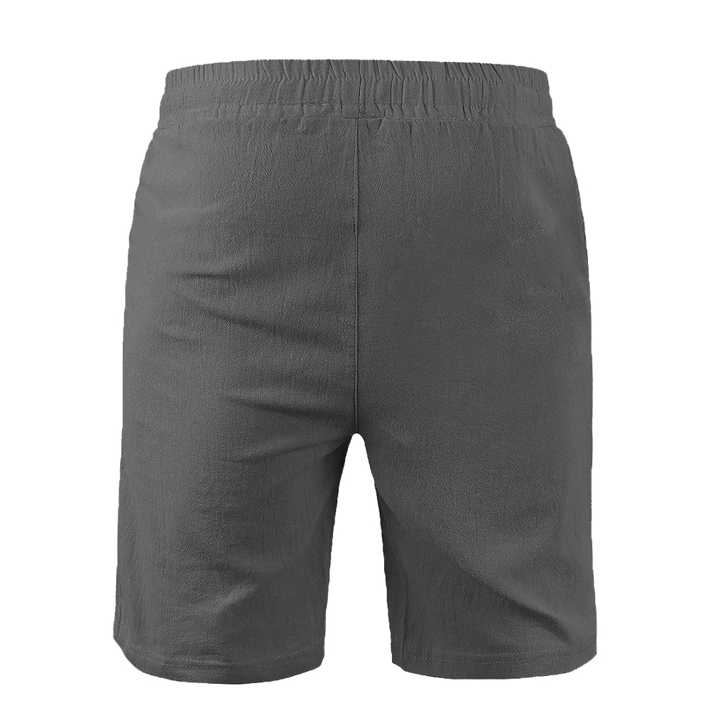 Men's Shorts – Cotton Linen, Breathable Solid Color, Loose Fit, Summer Casual, Lace-up Bottoms