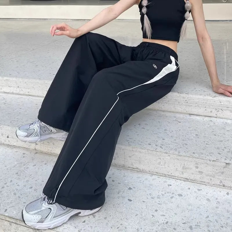Y2K Vintage Loose Pants – Casual Streetwear, Hip Hop Style, Baggy Fit, High Waist, Wide Leg, Solid Joggers
