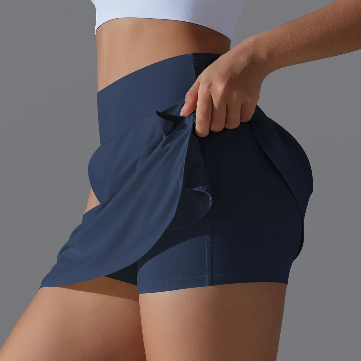 Women Gym Running Shorts – Double Deck, Quick Dry, Sporty, Fitness, Jogging, Workout, With Pocket, Tight Fit