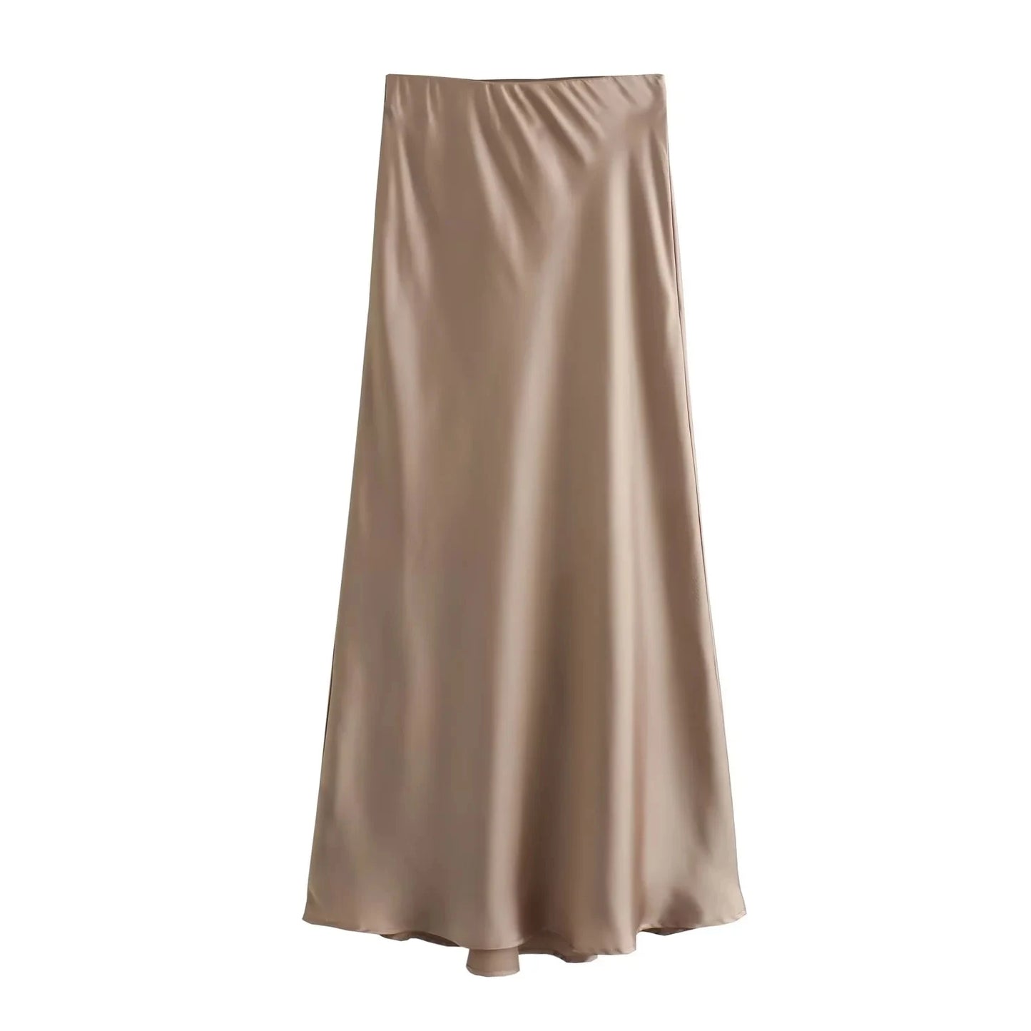 Women's Elegant Satin Skirt – Solid Color, Y2K Chic, High Waist, Slim Fit, Silk Texture, Tight Midi Skirt