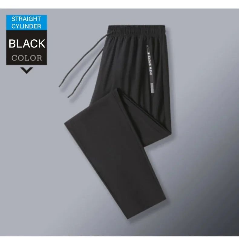 Ice Silk Pants for Men – Summer Thin Style, Sports Quick-Dry, Straight Leg, Draping Wide Leg Casual Long Pants