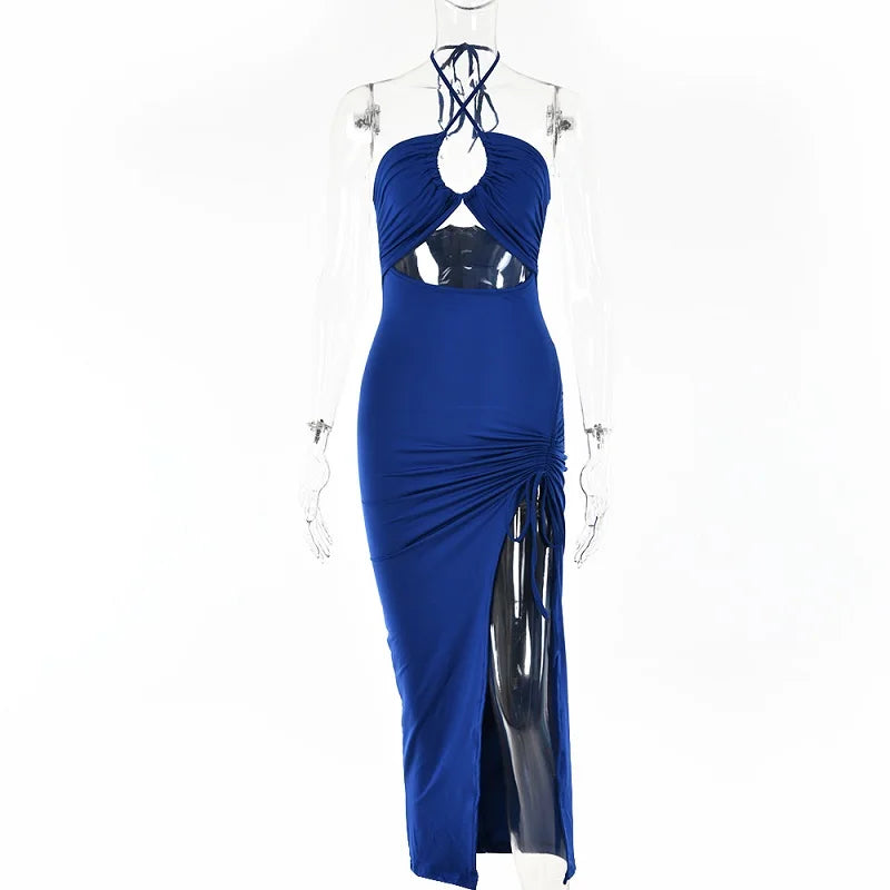 Sleeveless Backless Midi Bodycon Dress – Sexy Slim Nightclub Partywear for Women