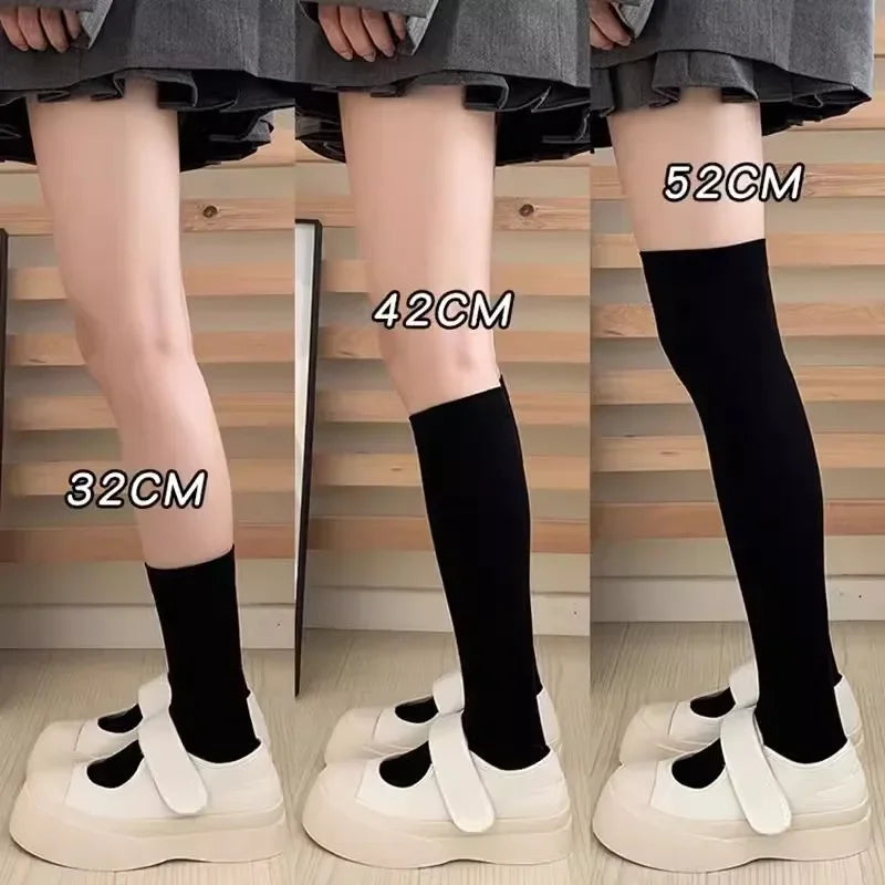 Solid Color Long Socks – Japan Style School Girls Thigh High Stockings, Lolita Kawaii Cute Knee High Socks