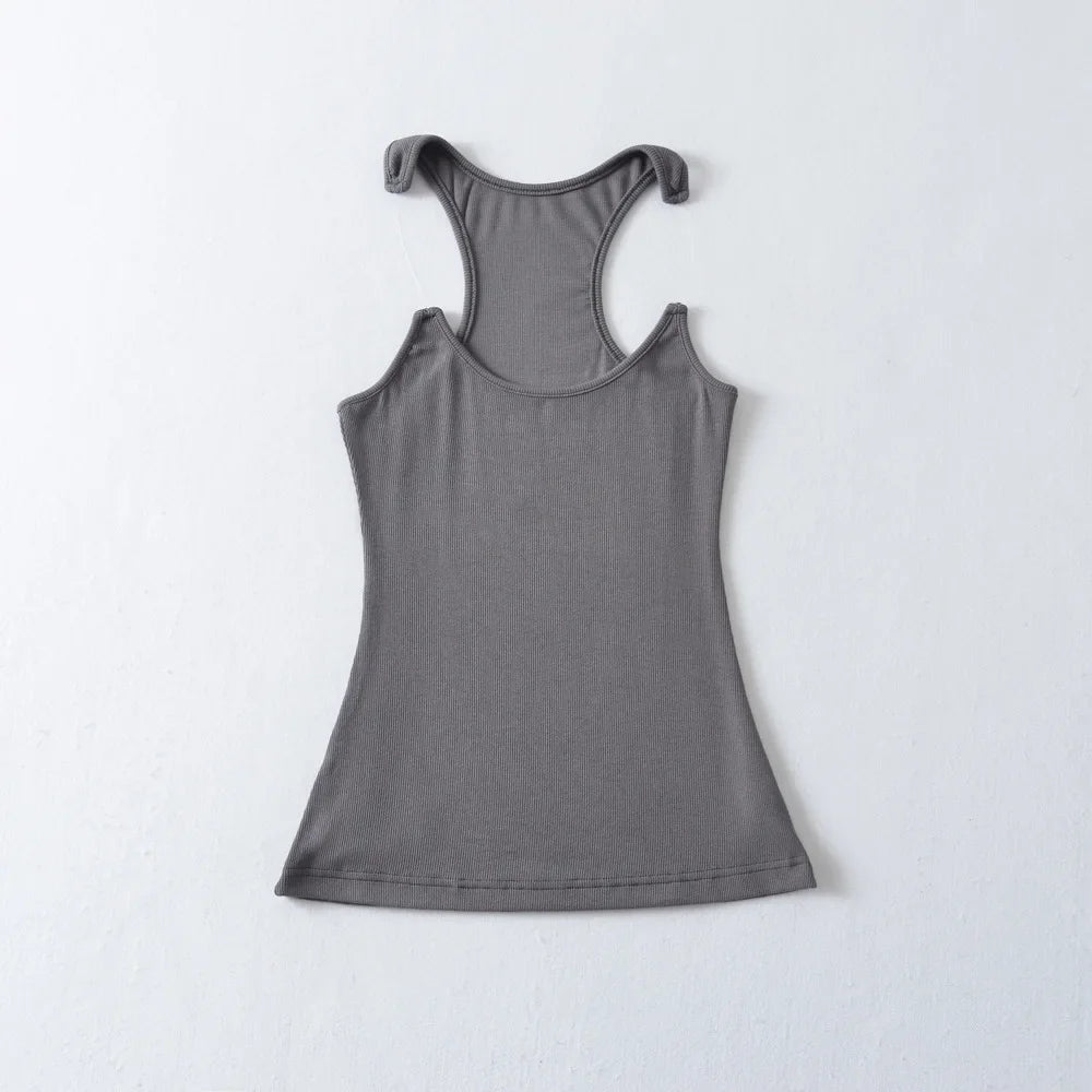 Women’s Ypro Ribbed Tank Top – Invisible Straps, Camisole Style, Slim Fit, Casual Tee