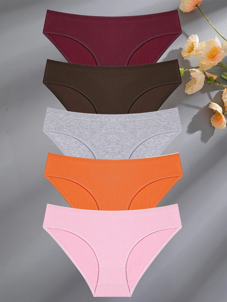 5PCS/Set Cotton Lingerie Panties – Women Underwear, Sexy Femme Underwear, Women's Underpant Panty, 8 Solid Color Briefs