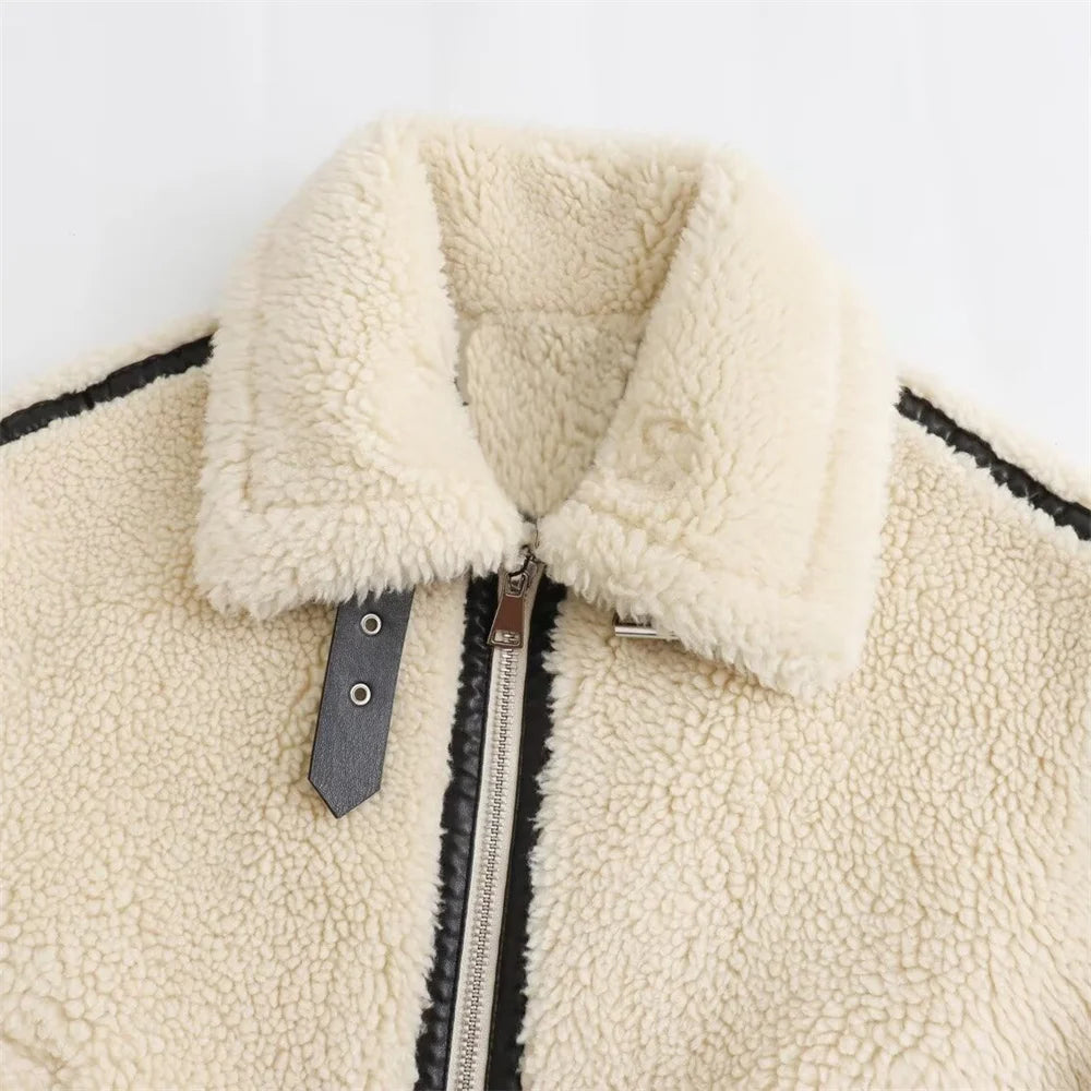 Women's European & American Style Faux Fur Motorcycle Jacket – Autumn Coat with Fur Integration