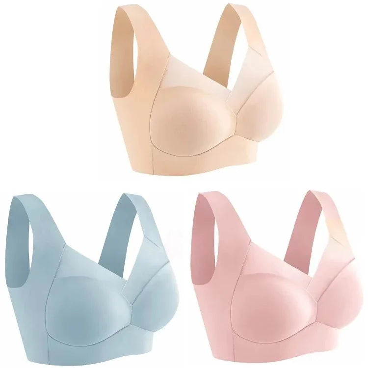 3PCS Ice Silk Seamless Sport Bra – Gathered, Anti-Sagging, No Steel Ring, Comfortable Large Size, Sexy Vest Bralette