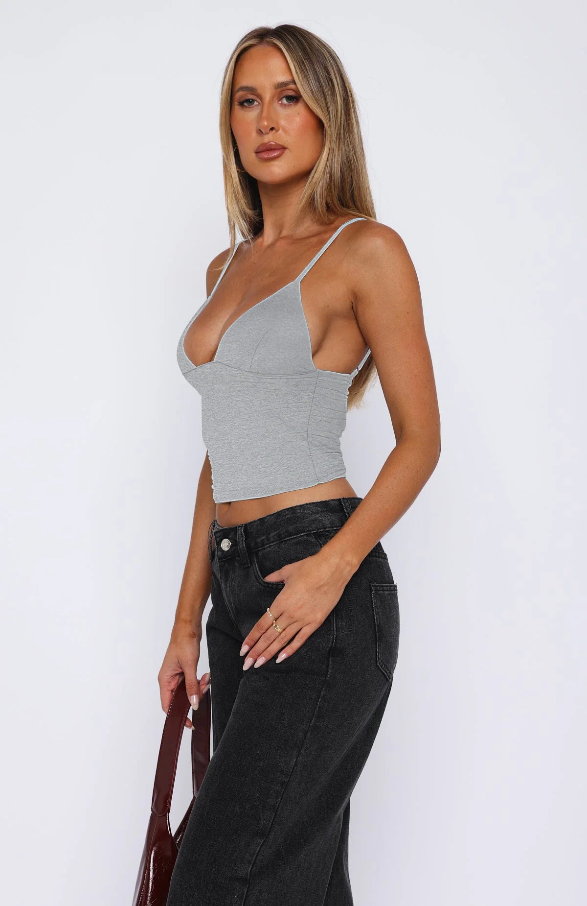 Sleeveless Ruched Bodycon Camisole – Solid Color, Sexy, Party, Clubwear, Streetwear, Autumn/Winter, Y2K Style