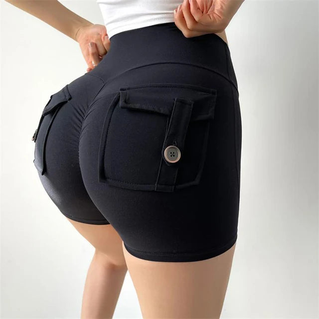 Women Sport Shorts – Pocket Design, Gym Wear, Sexy High Waist, Workout, Push Up, Booty Scrunch, Biker Shorts, Fitness, Cycling Tights