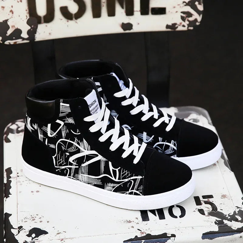 High Top Canvas Shoes for Men – Fashion Platform Sneakers, Spring Winter Casual Vulcanized Shoes