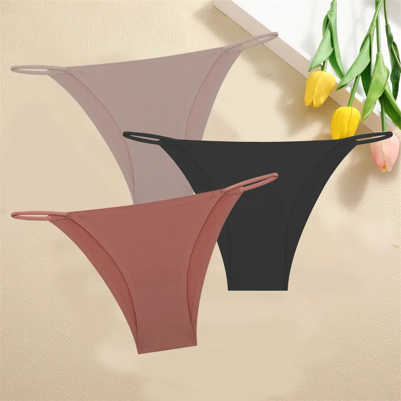 3PCS Seamless Panties – Women Low Waist Briefs, Sexy Stretch Bikini Underwear, Ladies Comfortable Stretch G-string T-back