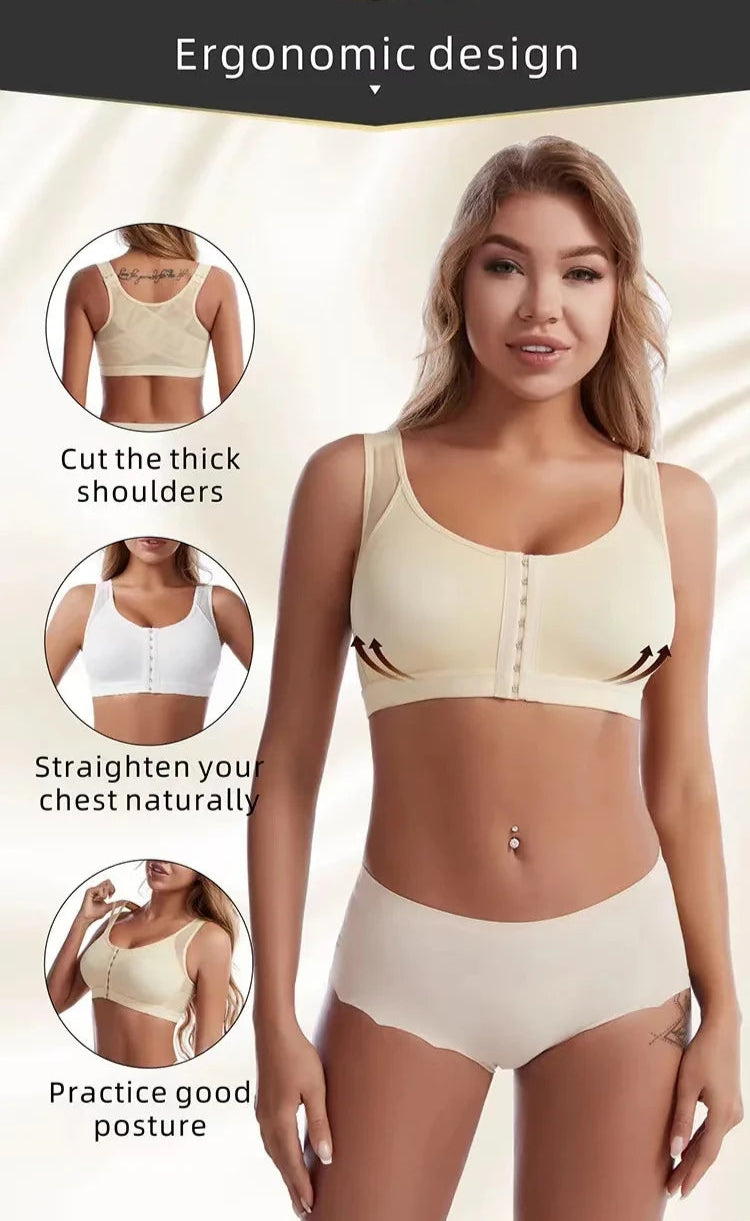 Vest Bras Front Closure – Posture Corrector, Lift-Up, Push-Up, Cross Back, Shockproof Sports Support