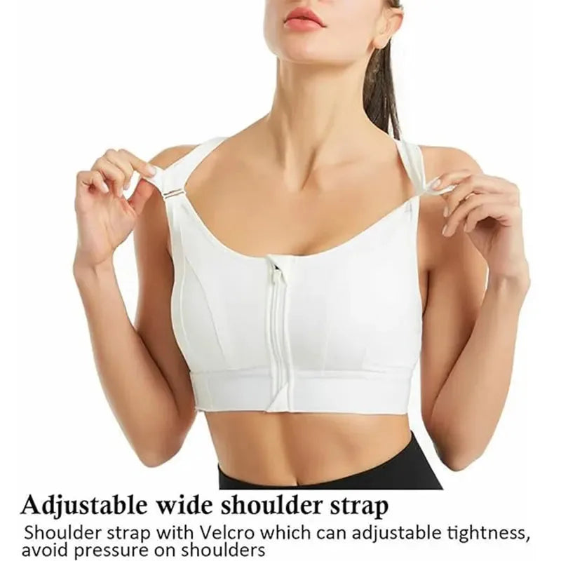 Sports Bra for Women – Front Zipper, Adjustable Straps, Shockproof, Elastic, Slim Fit
