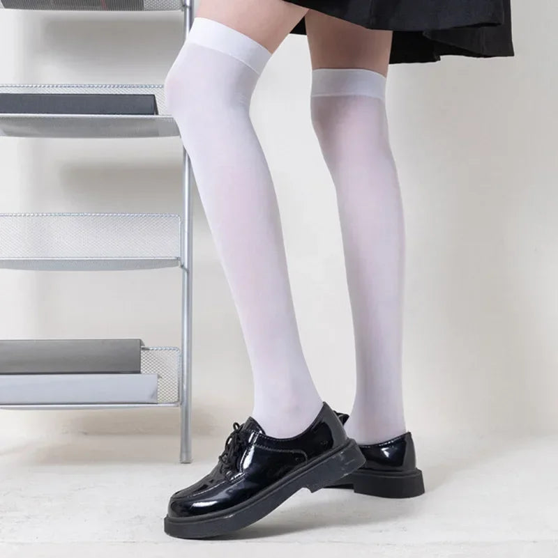 Solid Color Long Socks – Japan Style School Girls Thigh High Stockings, Lolita Kawaii Cute Knee High Socks