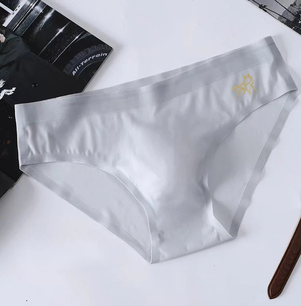 Men's Ice Silk Briefs – Seamless, Quick-Dry, Middle Waist, Solid Color, U Convex Pouch, Sexy Daily Summer Underwear