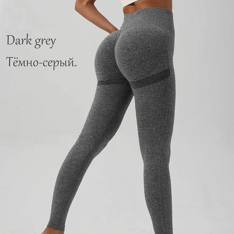 Seamless Leggings Fitness – High Waist, Elastic, Solid Color, Yoga Pants, Gym, Jogging, Tummy Control, Running Tights