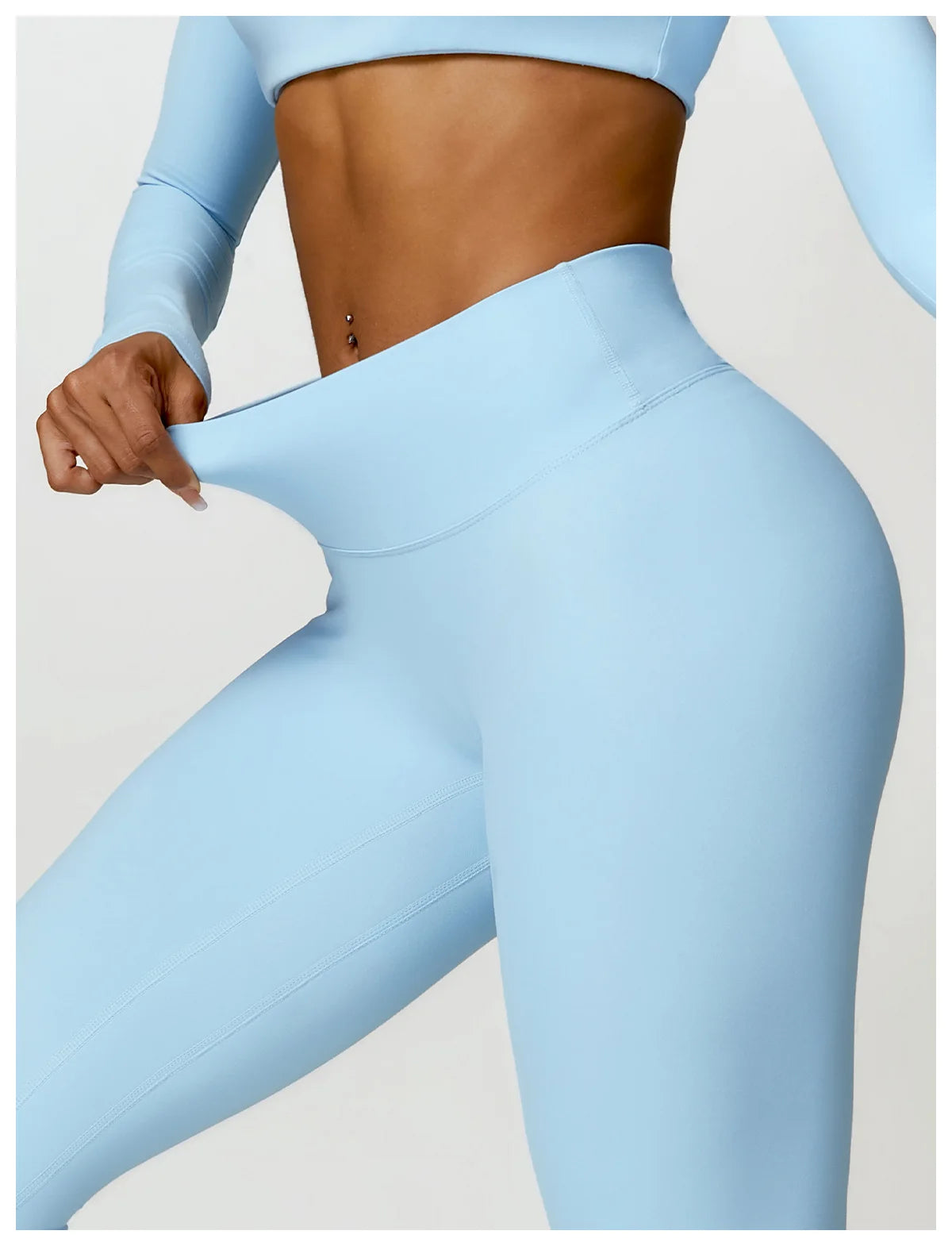 2PCS Women's Yoga & Gym Set – Quick-Dry Long Sleeve Sports Shirt & Leggings for Running & Workout