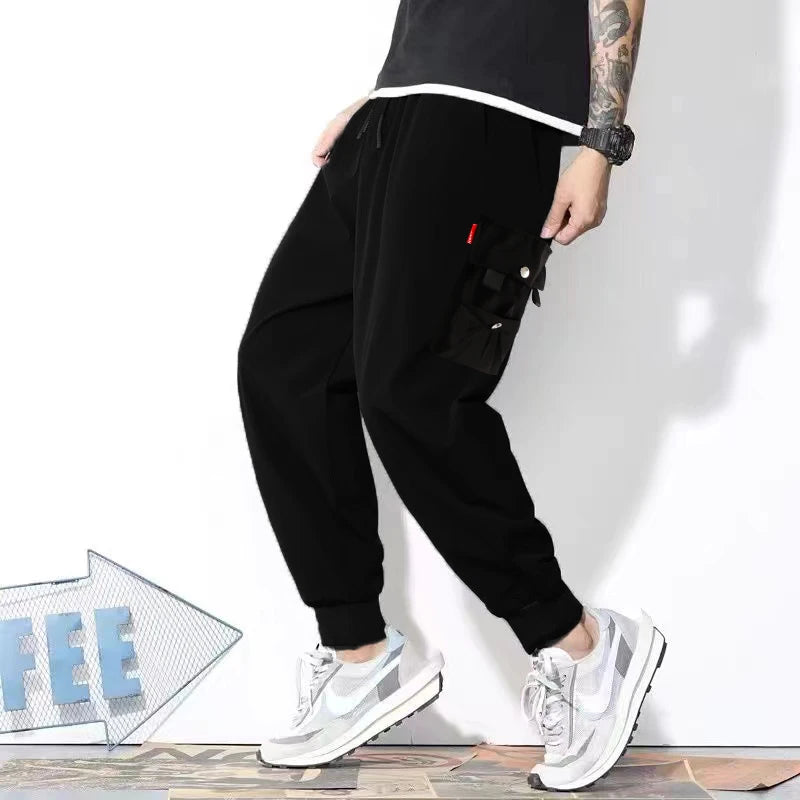 Classic Design Multi Flap Pockets Cargo Pants – Men's Loose Fit, Drawstring Harem, Oversized Jogger Pants for Men and Women