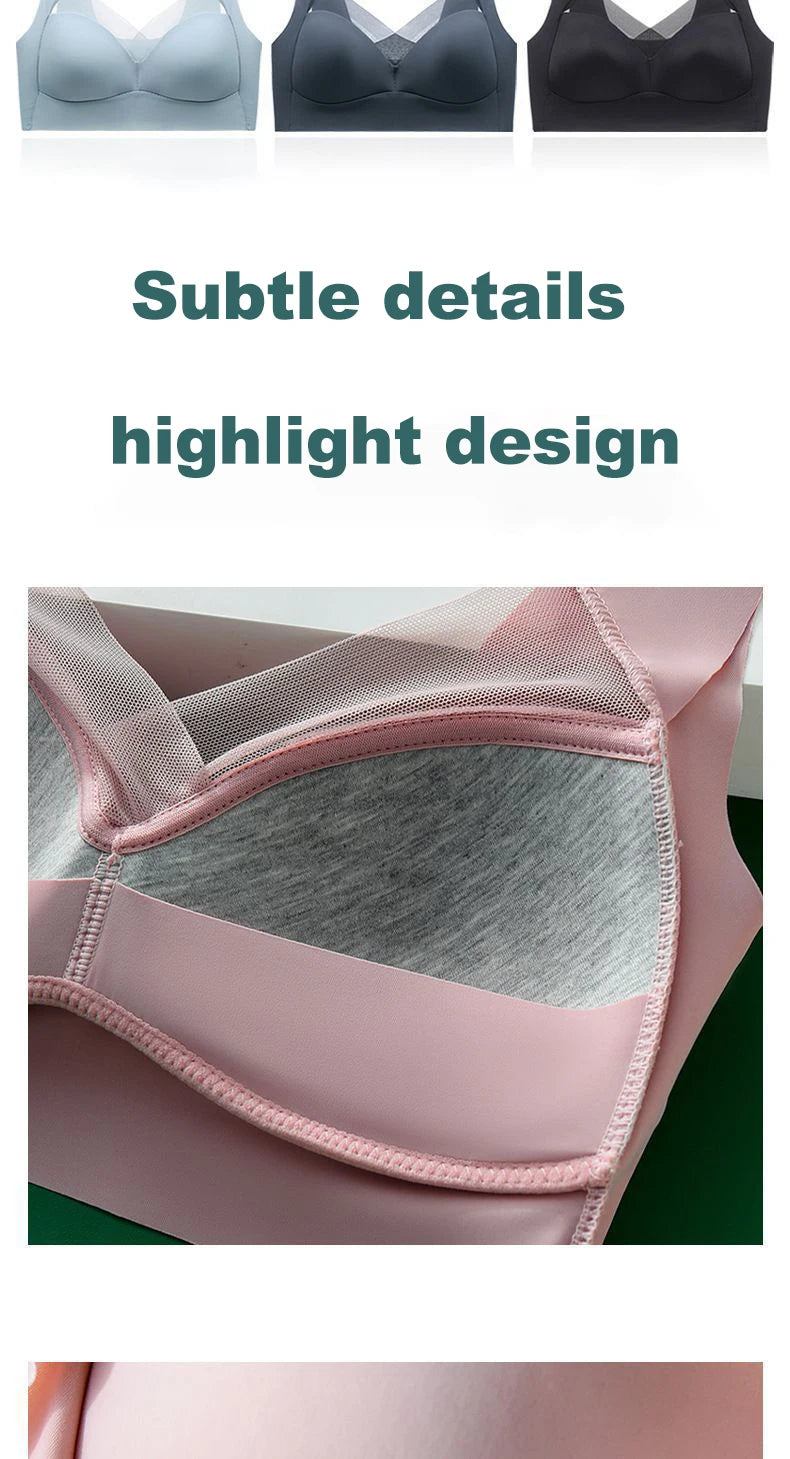 3PCS Ice Silk Seamless Sport Bra – Gathered, Anti-Sagging, No Steel Ring, Comfortable Large Size, Sexy Vest Bralette