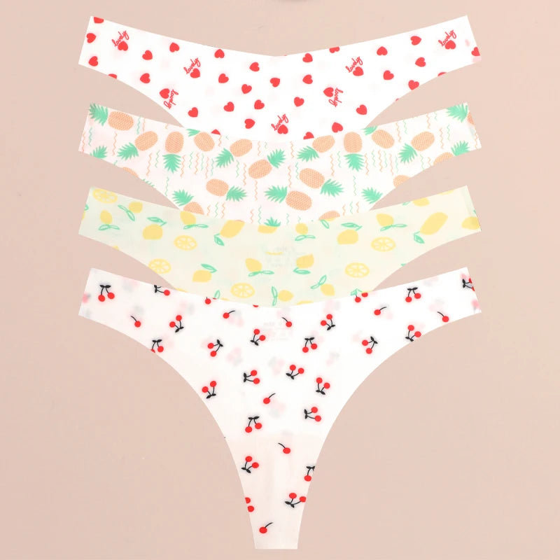4PCS Ultra Soft Thong Panties – Sexy Graphic Print, Seamless, Stretch, Leopard G-String, Comfortable Lingerie