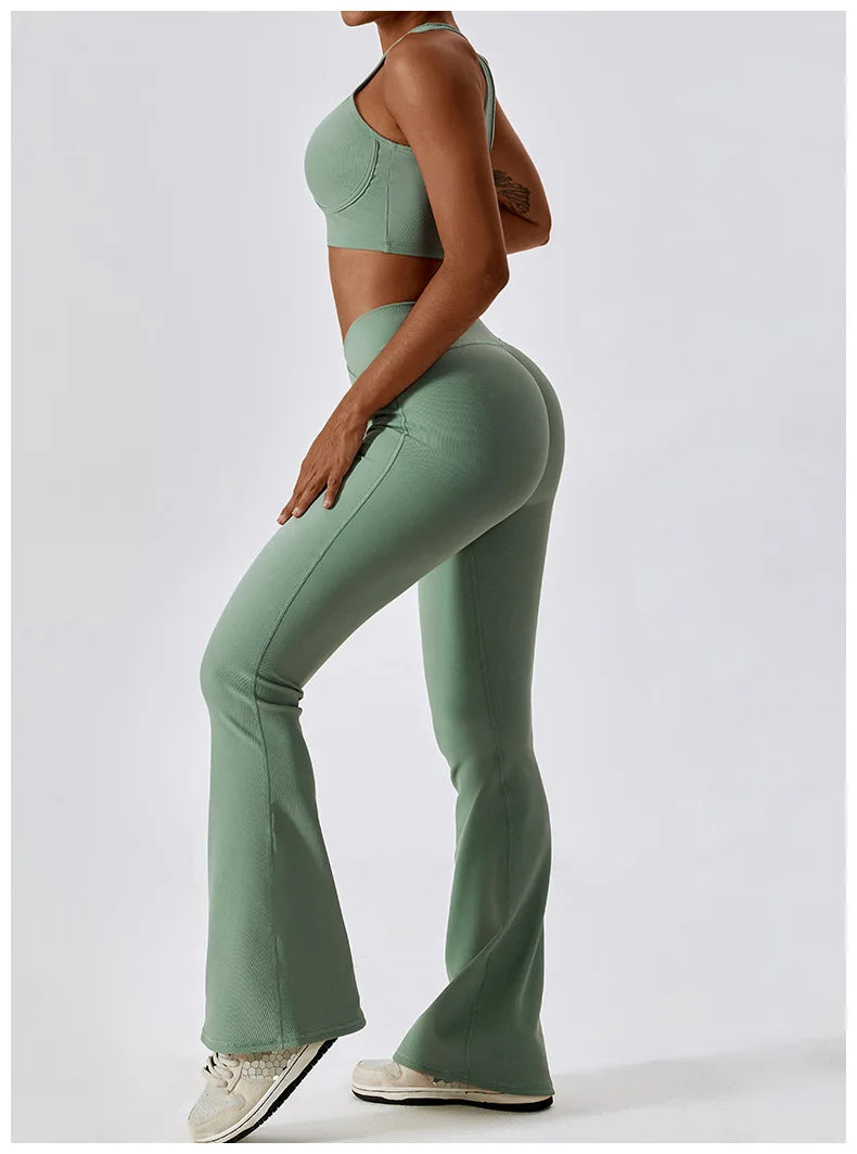 Flare Leggings Yoga Pants – High Waist, Wide Leg, Gym Workout, Fitness, Sports, Flared Design, Latin Dance Trousers