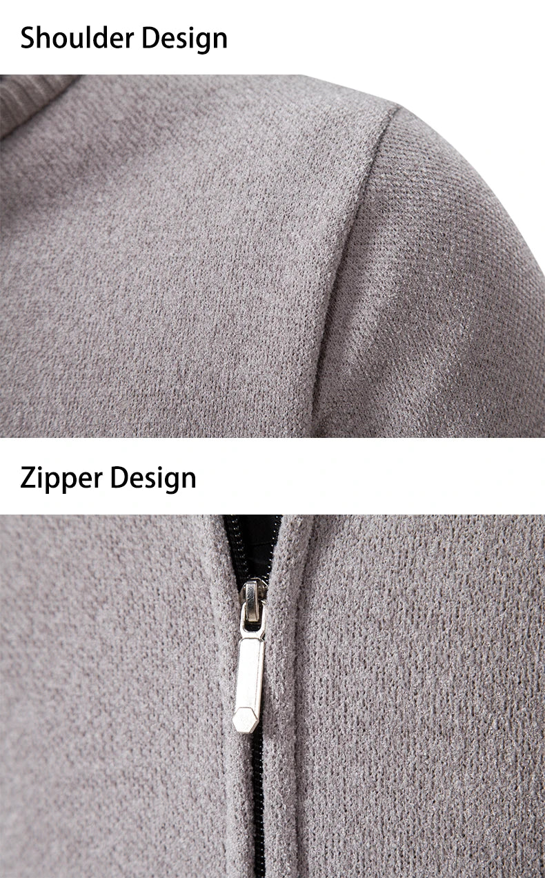 Knitwear Men's Stand-up Collar Thick Warm Cardigan Sweater – Loose Fit, Casual Winter Coat