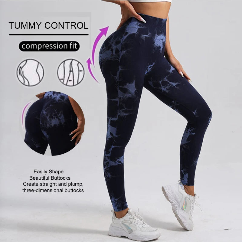 Fashion Tie-Dye Yoga Pants – Seamless, High Waist, Push Up, Gym Leggings, Sport Tights, Fitness Workout