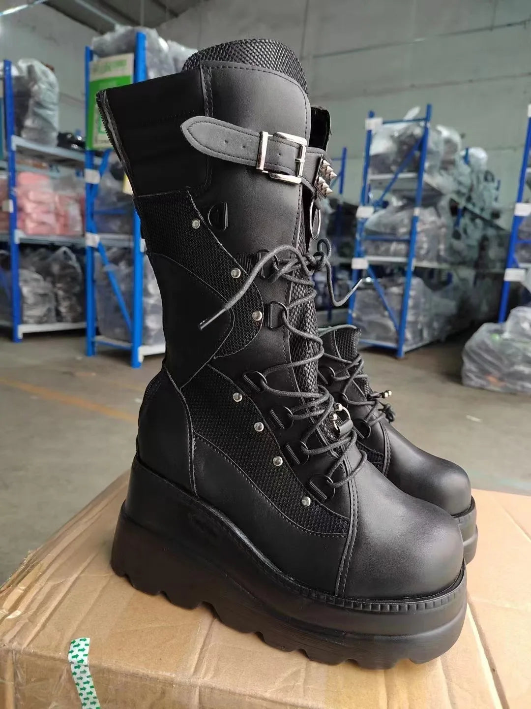 Brand Design Ladies High Platform Boots – Big Size, Rivet Goth High Heels, Cosplay Wedges, Punk Gothic Shoes for Women