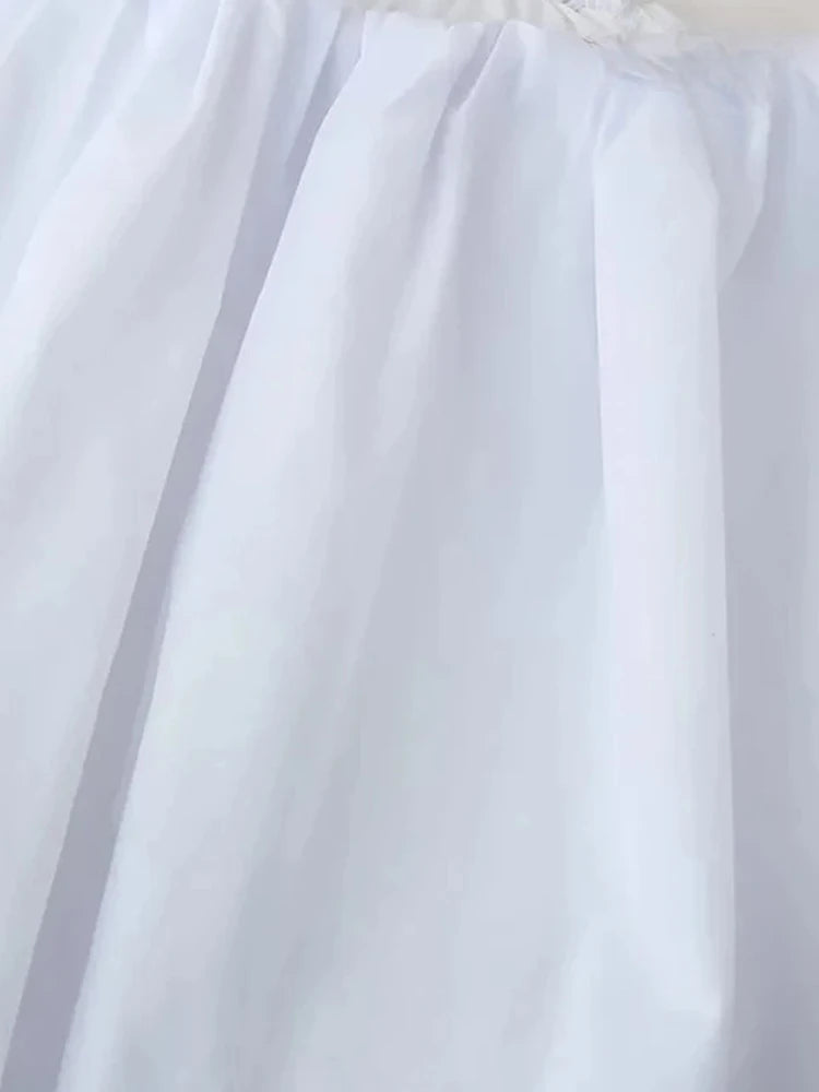 Women's Balloon Mini Skirt – Mid Elastic Waist, Voluminous Hem, Fashionable Style