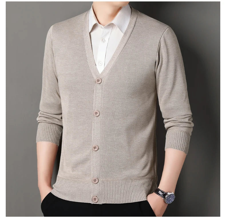 Men's Smart Casual Cardigan V-neck Sweater – Button Knit Cardigan, Perfect For Autumn And Winter, Stylish And Comfortable