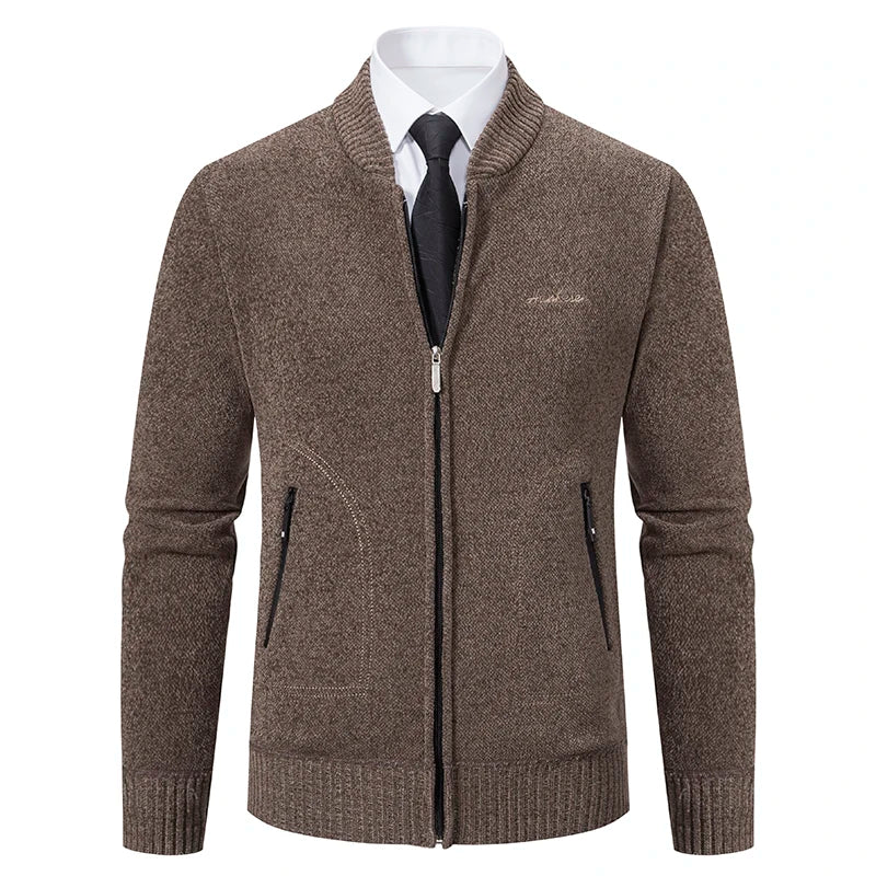Knitwear Men's Stand-up Collar Thick Warm Cardigan Sweater – Loose Fit, Casual Winter Coat
