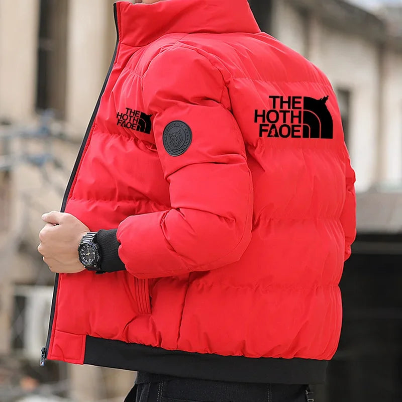 Men's Padded Cotton Jacket – Tiger Head Logo, Short, Thick, Casual Parkas, Winter Trend