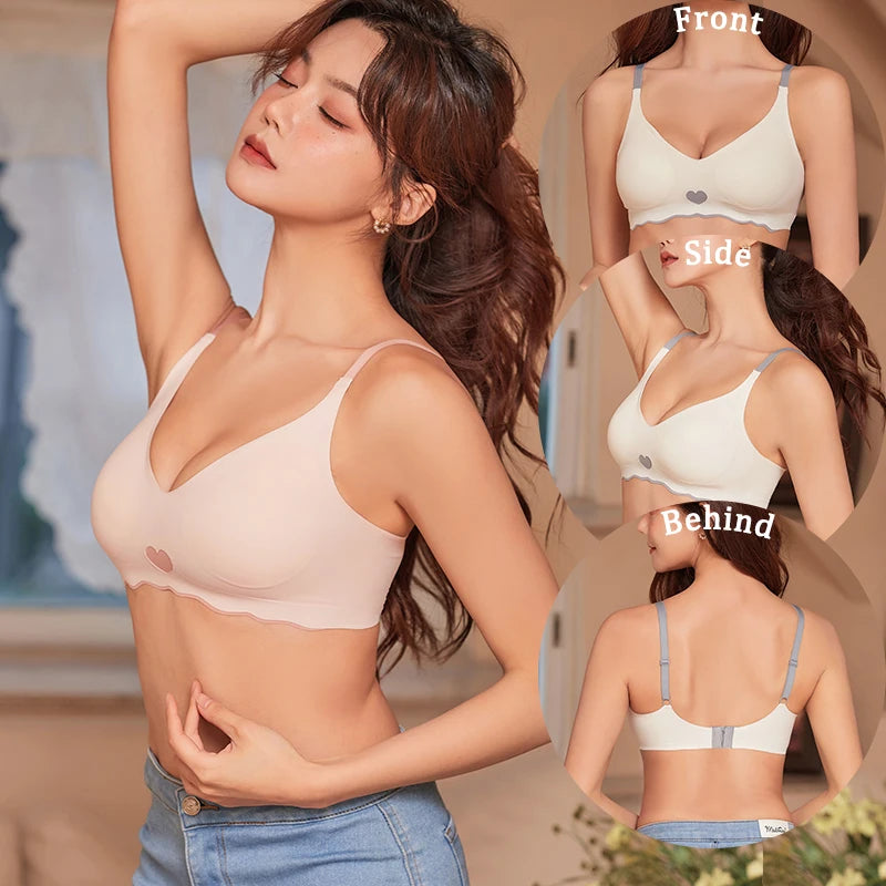 3Pcs Adjustable Beauty Back Bra – Intimates Gather No Steel Ring Sports Anti-Sagging Bra, French Color Contrast Seamless Underwear