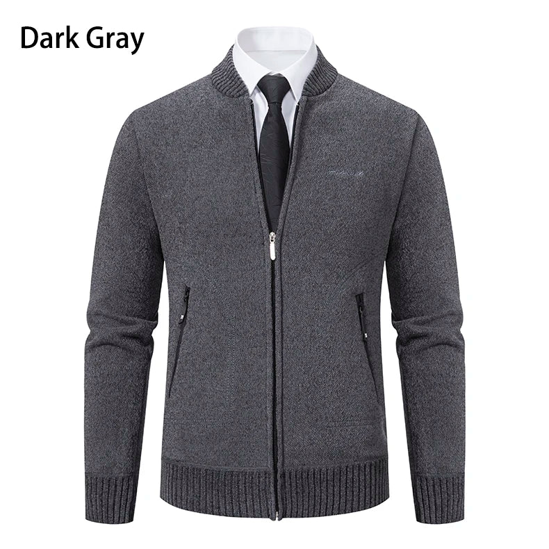 Knitwear Men's Stand-up Collar Thick Warm Cardigan Sweater – Loose Fit, Casual Winter Coat