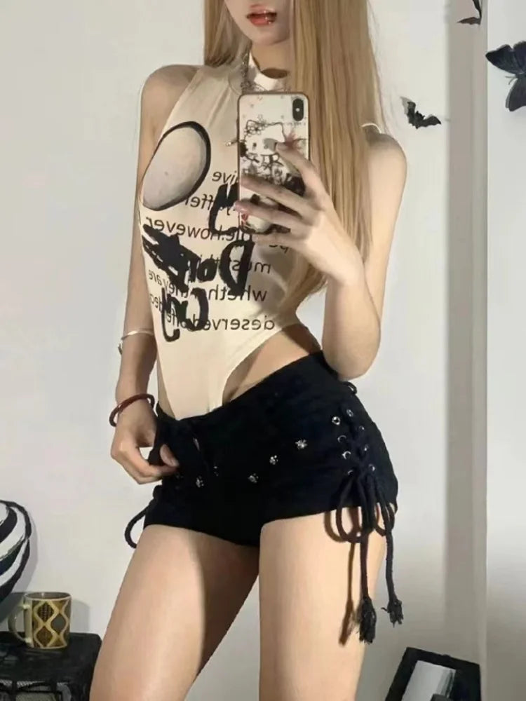 Women's Skinny Lace-Up Shorts – Creative, Popular Streetwear, Daily Wear, Holiday Fashion, Sexy American Retro Style