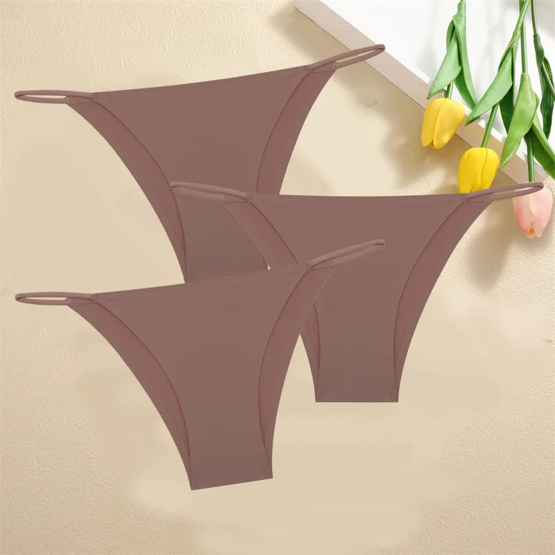 3PCS Seamless Panties – Women Low Waist Briefs, Sexy Stretch Bikini Underwear, Ladies Comfortable Stretch G-string T-back