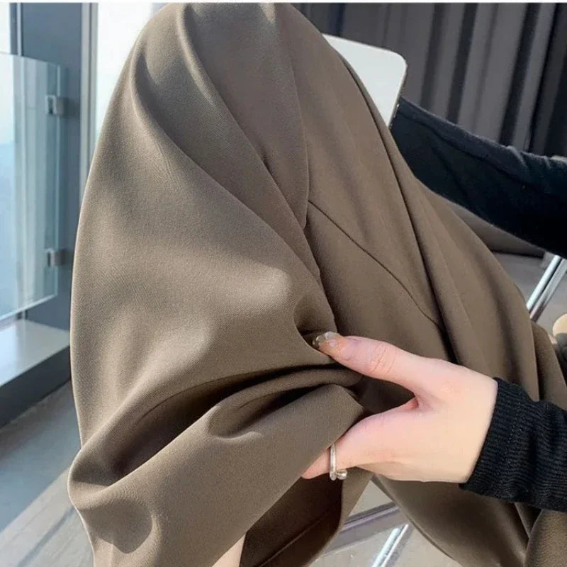 Elegant Wide Leg Pants – Korean Style, High Waist, Baggy Fit, Office Ladies, Fashionable, Loose Suit Trousers, Streetwear