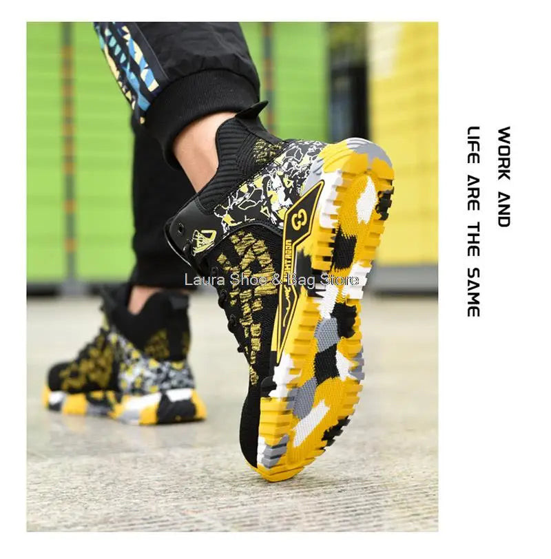 High Top Safety Shoes – Steel Toe Work Shoes for Men, Anti-Smash, Indestructible Work Boots, Breathable Safety Footwear