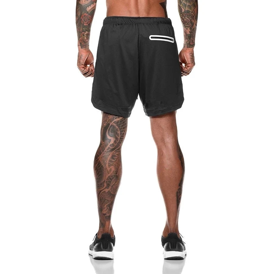 Men's Sport Shorts – Double-deck Running Shorts, 2-in-1, Beach Bottoms, Summer Gym Fitness, Training, Jogging