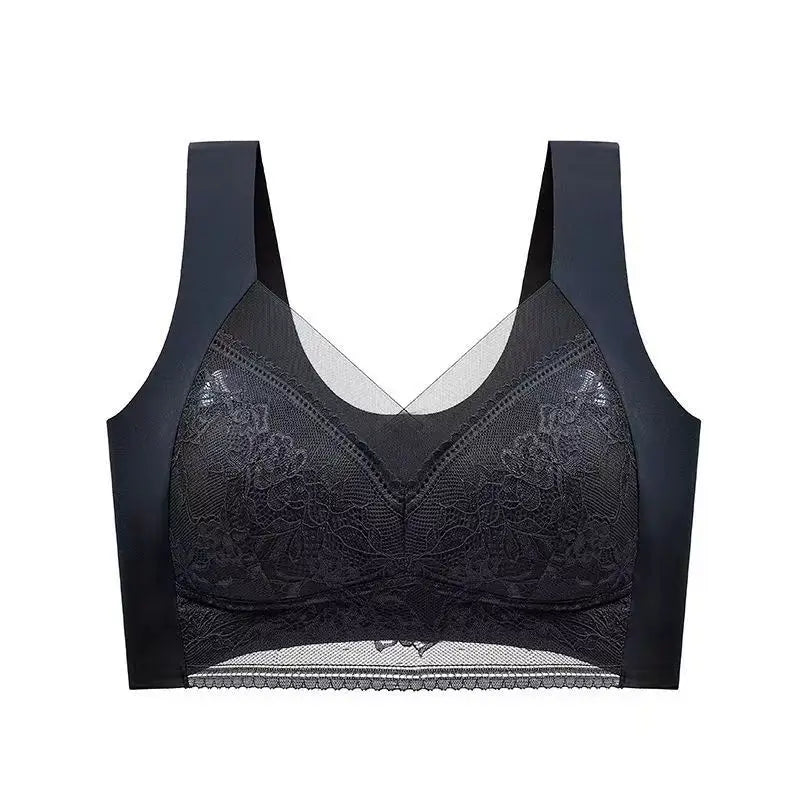 Women's Lace Bra – Perspective Bralette, Push Up Ice Silk Deep V Bra, Sexy Lingerie Tops, Plus Size Cup
