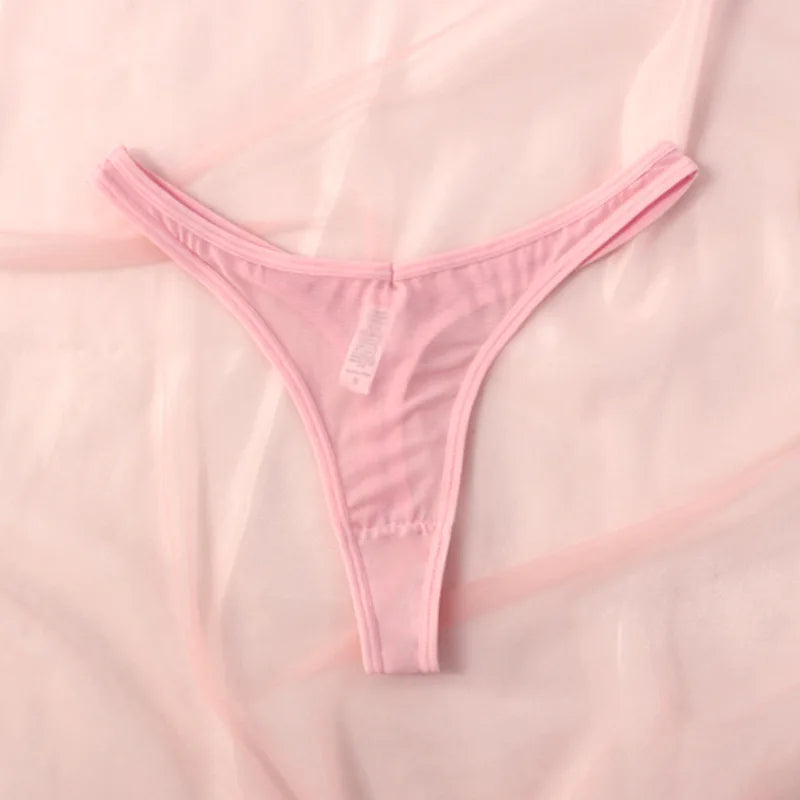 Seamless Tiny Thong Panties – Sexy Translucent Mesh, Soft T-Back, Tangas Lingerie for Women