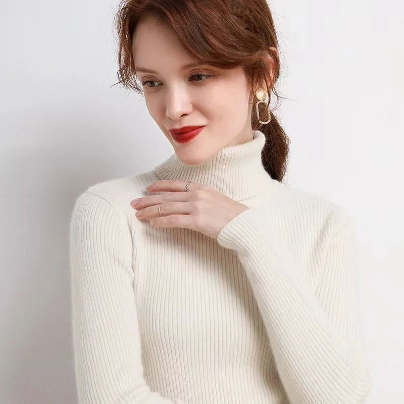 Turtleneck Knitted Sweater – Slim Fit, Korean Style, Pullover, Autumn Winter Top