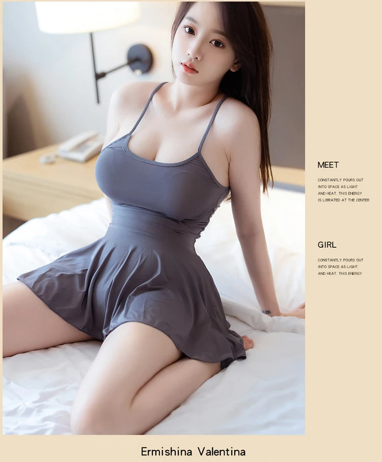 Sexy Babydoll Lingerie – Sheer Nightwear Dress with Thong, Erotic Intimate Wear