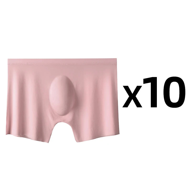 Men's Ice Silk Boxers – 10 Pcs/Lot, Seamless, Ultra-Thin, Breathable, Summer Sexy Underwear Shorts