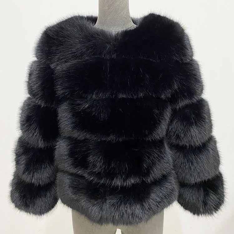Elegant Faux Mink Fur Coat – Fluffy, Thick, Warm Winter Jacket for Women (S,M,L)