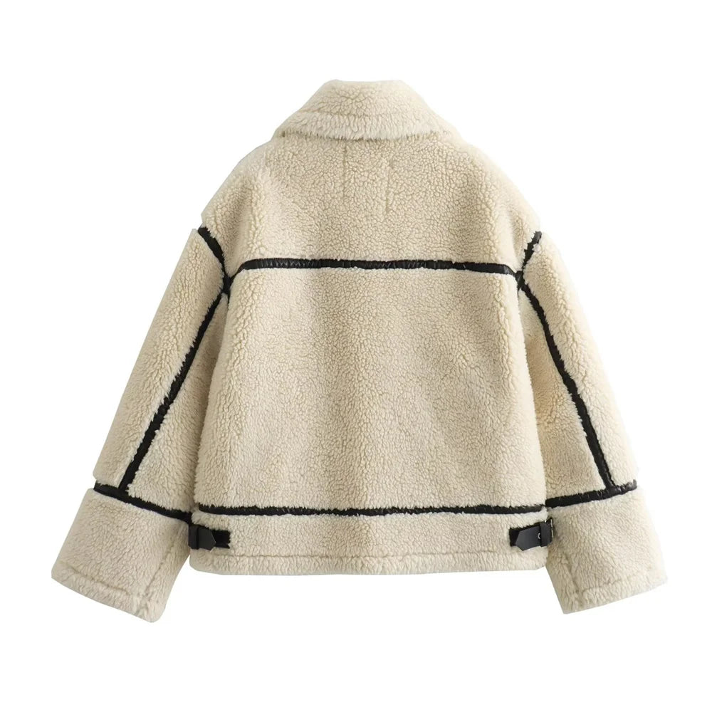 Women's European & American Style Faux Fur Motorcycle Jacket – Autumn Coat with Fur Integration