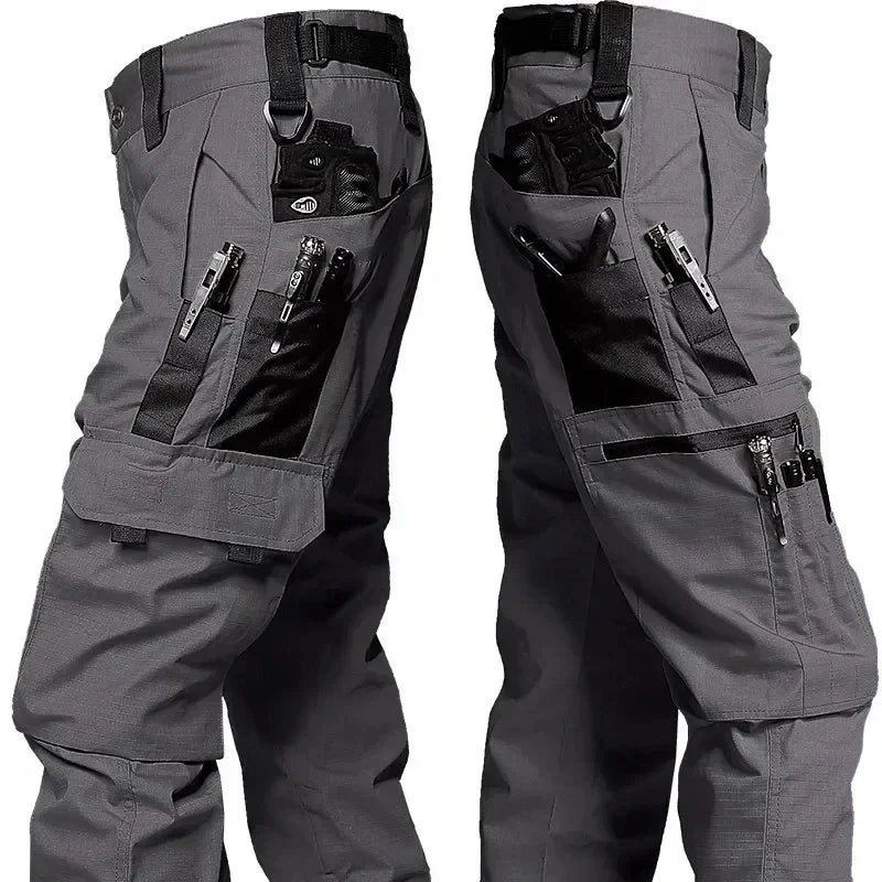 Tactical Work Pants Men – Outdoor Cargo Trousers, Multi-Pocket, Waterproof, Ideal for Autumn and Spring, Hiking and Workwear