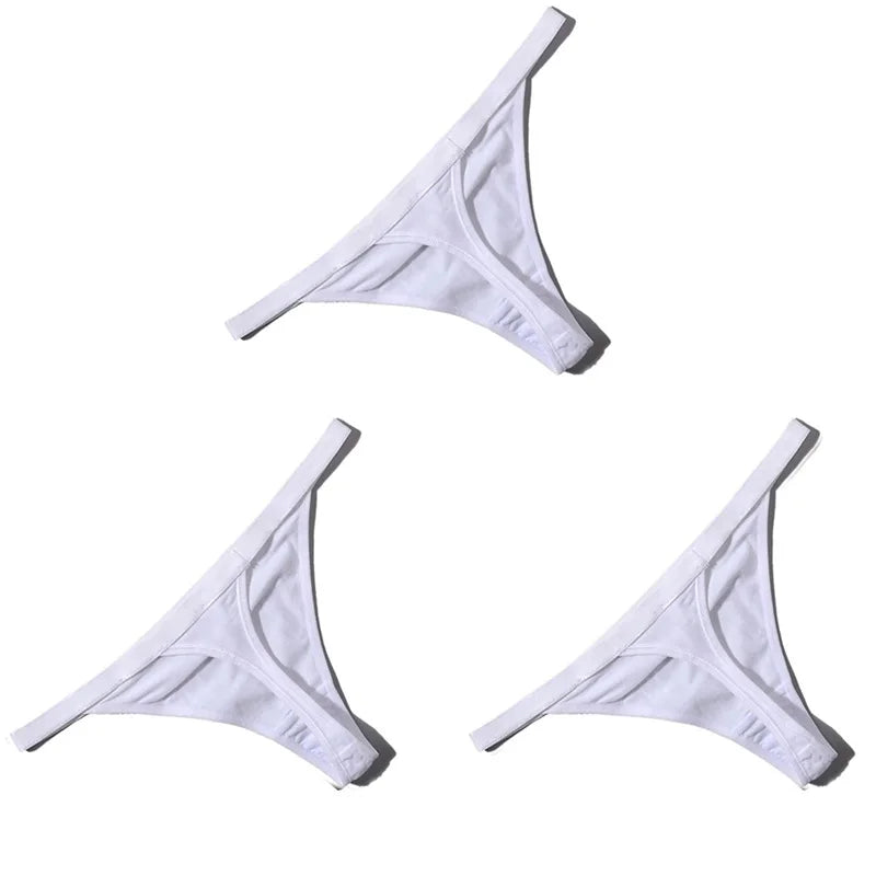3PCS Sexy Cotton Thongs – Low Waist, Seamless, Breathable, Comfortable Women's G-String Underwear